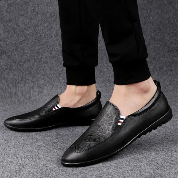 

genuine leather men casual shoes 2019 fashion moccasins shoes for men loafers slip on black driving plus size 37-46