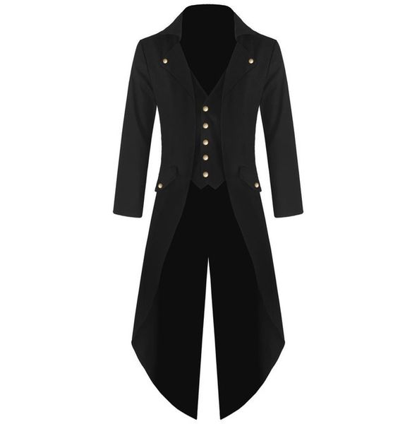 

gentlemen men's coat fashion steampunk vintage tailcoat jacket gothic frock coat men's uniform costume, Tan;black