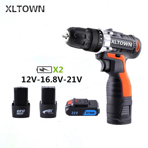 

xltown 12/16.8/21v cordless electric drill multi-function rechargeable lithium battery electric screwdriver household power tool