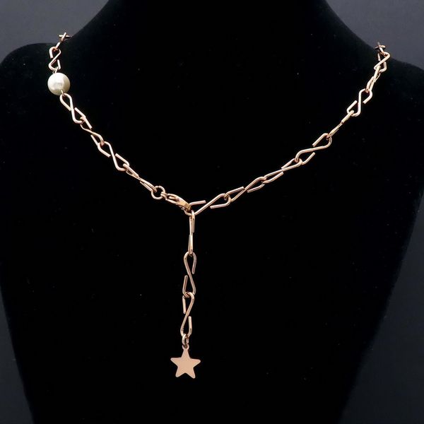 

fashion rose gold silver gold tricolor simple style star stainless steel pendant necklace