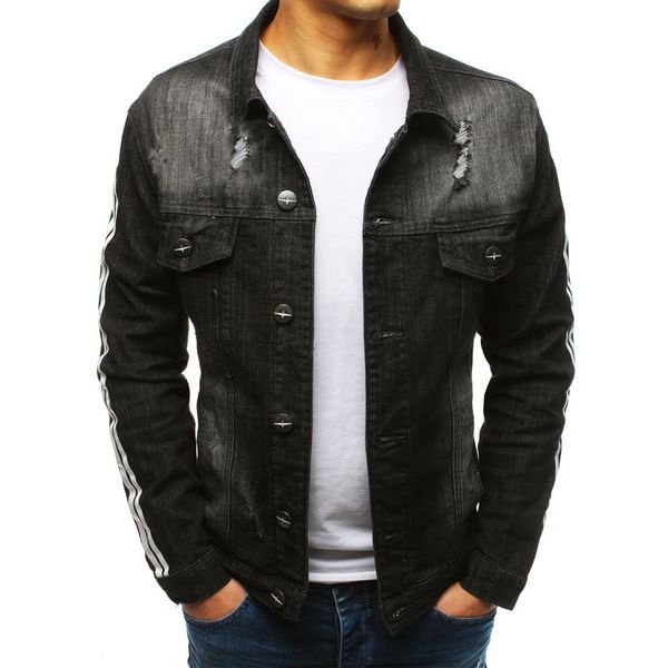 

men's wear black and white with pattern fashion men with holes thick winter pocket cowboy men's jacket d897, Black;brown