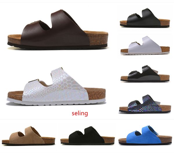 

2019 new men women double breasted flats sandals cork slippers sandy beah casandy shoes print mixed size 35-45