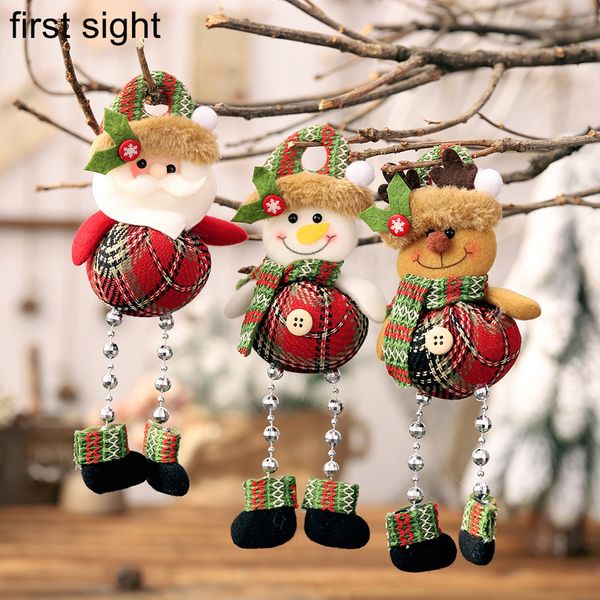 

new year christmas tree decoration doll pendant santa claus snowman reindeer gift, festive home party decoration