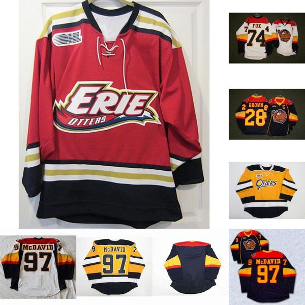 

Erie Otters 28 Connor Brown 74 Dane Fox 97 Connor McDavid Mens Womens Youth 100% Embroidery cusotm any name any number Hockey Jersey
