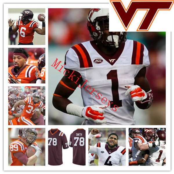 

virginia tech hokies football jersey kyle chung ricky walker oscar bradburn terius wheatley hendon hooker jalen holston coleman fox jersey, Black;red