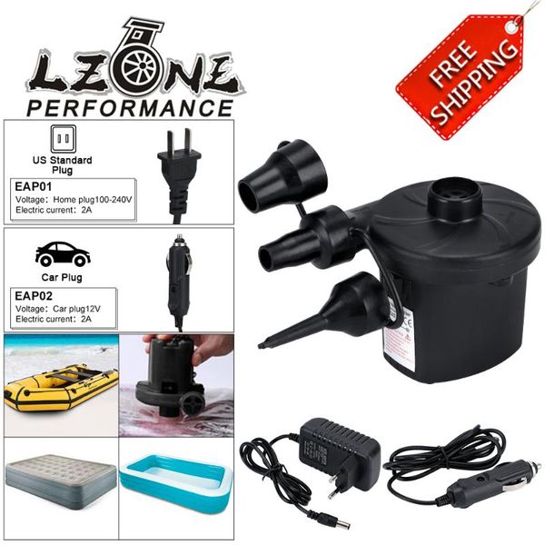 

eu plug electric air pump dc12v/ac240v inflate deflate pumps car inflator electropump with 3 nozzles