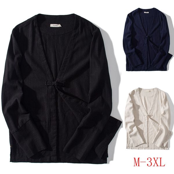 

streetwear jaqueta masculino men's cotton linen solid long sleeve shirt blouse casual thin coat chaqueta hombre casaco, Black;brown
