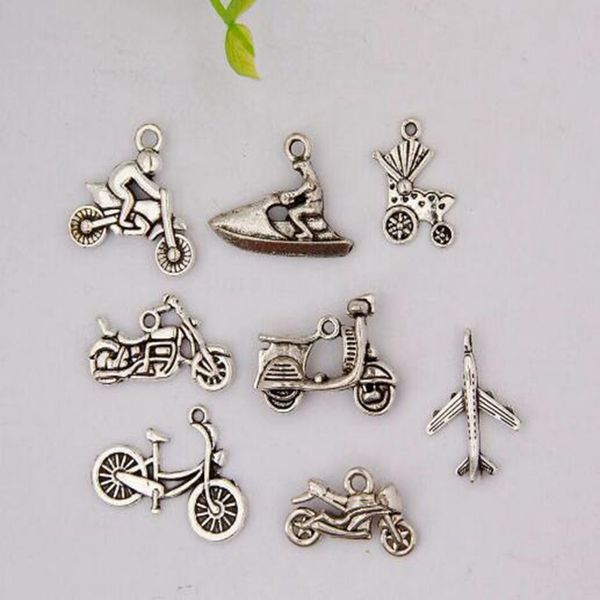 

горячая 100 шт. / лот античное серебро различные мотоциклы подвеска-подвеска fit браслет, ожерелье, серьги, брелок, ювелирные аксессуары, Bronze;silver