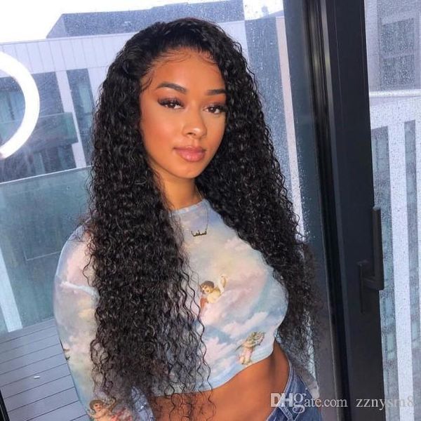 

вьющиеся парик шнурка реми бразильский парик фронта шнурка человеческих волос предварительно сорвал для женщин натуральный цвет отбеленные у, Black