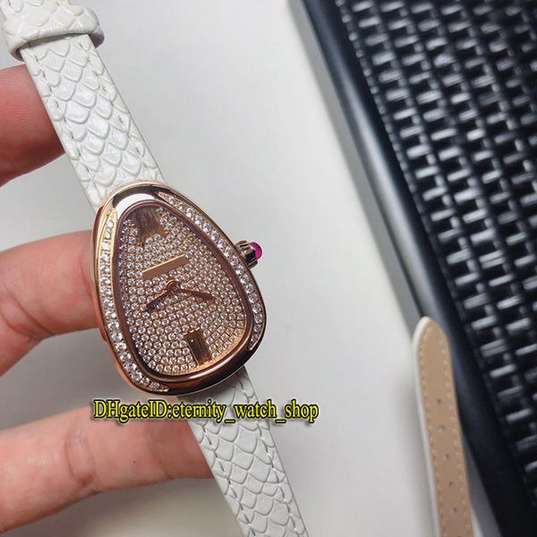 

высокое качество serpenti 103129 розовое золото бриллианты циферблат швейцарский кварцевые женские часы бриллианты безель белый двойной круг, Slivery;brown