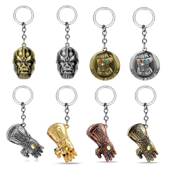 

marvel 4 3d thanos infinity glove gauntlet keychain metal key ring chaveiro key chain trinket jewelry porte clef gift, Silver