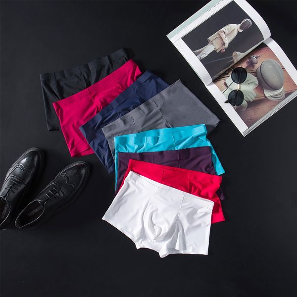 

monvimi мужское нижнее белье цельный ледяной шелк бесследный дышащий плоский угол нижнее белье ультратонкий молодежный эластичный сплошной ц, Black;white