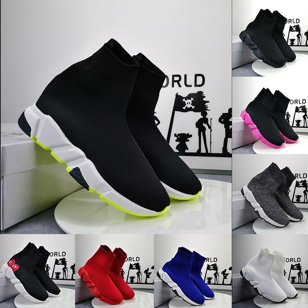 

2020 new paris speed trainer knit sock shoes fashion luxury designer mens womens triple black white red sneakers run sports casual boots