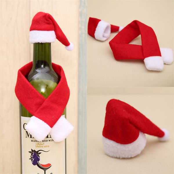 

christmas wine bottle decorations goods christmas red wine bottle scarf + hat 2 piece set red wine bottle originality decorations dhl jy420