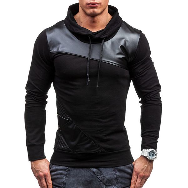 

2017 new spring men fight leather sweatshirt fashion casual ultra-thin teenager hooded jacket 3-color s-2xl, Black