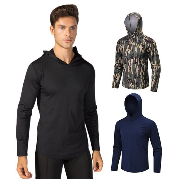 

summer sports men sports jacket pullover print hooded solid color long sleeve casual loose fitness, Black;red