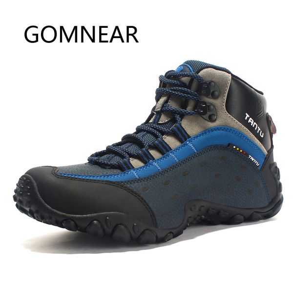 

gomnear waterproof trekking shoes man leather hiking boots men's outdoor mountain climbing shoes hunting hiking sneakers