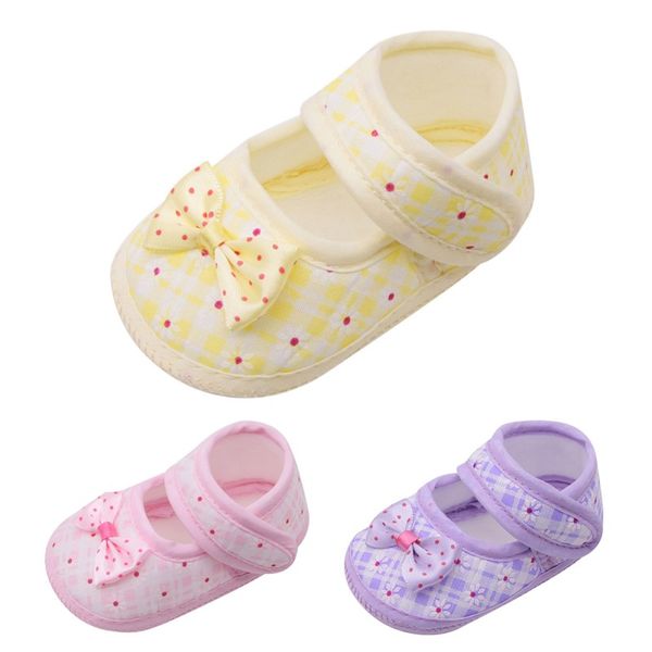 

newborn infant baby girls crib shoes soft sole anti-slip sneakers bowknot shoes
