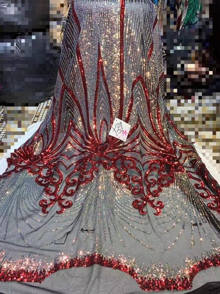 

high-end french champagne/gold sequins 3d embroidery lace fabric, african tulle lace fabric sequins wedding nigeria, Pink;blue