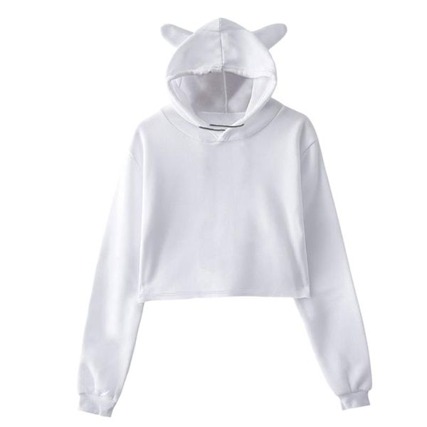 

женщины daily главная пляж cat ear spring summer street crop толстовка с капюшоном повседневная полиэстер стильный cute осень с длинным рука, Black