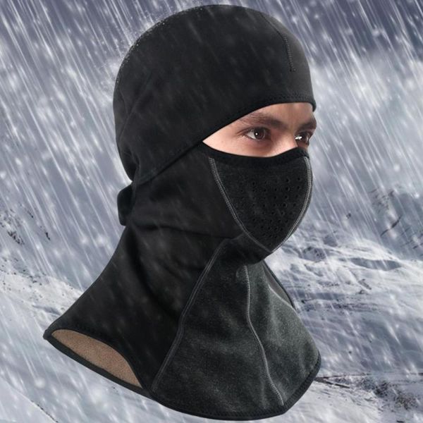 

winter thermal hood cover windproof ski full face mask outdoor riding sports, Black