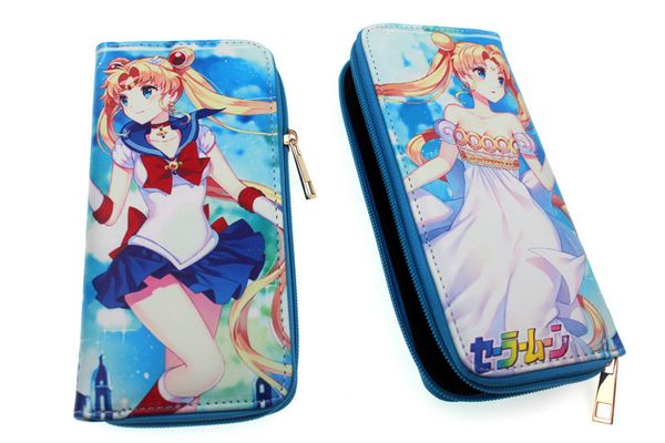 

anime sailor moon cosplay pu wallet cartoon long card holder coin purse money bags gift, Red;black