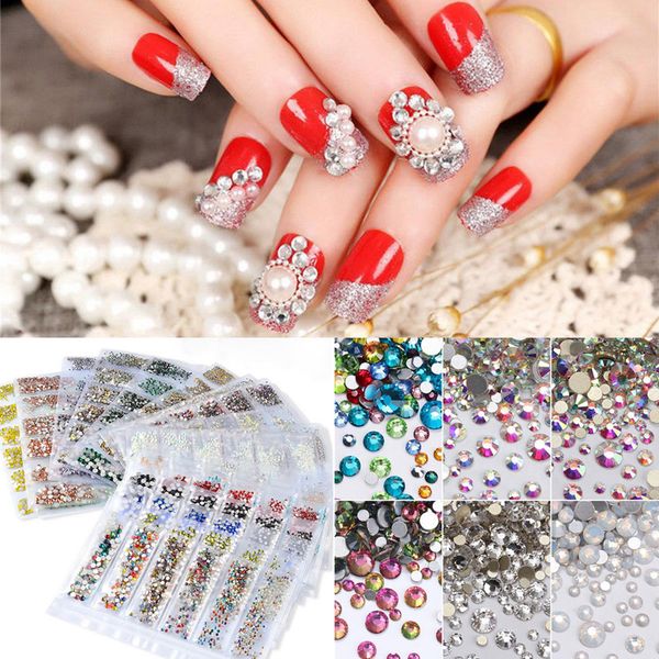 

3d nail decorations mixed nail rhinestones multi-size art decorations crystals strass charms partition zircon steel ball, Silver;gold