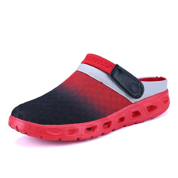 

crocse men gradation sandals hole shoes male shoes outdoor beach breathable flip flops men sandals, Black