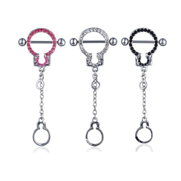

d0746 handcuffs nipple ring mix colors, Silver