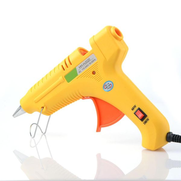 

60w-100w ac 100v-240v eu/us plug melt glue gun stick with thermo copper nozzle yellow
