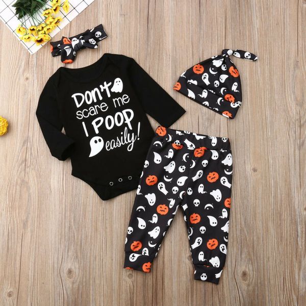 

0-24m newborn infant baby girl boy halloween costumes long sleeve romper pants headband outfits festival clothing autumn new, White