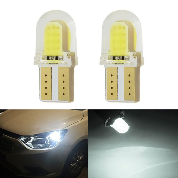 

2pcs w5w t10 194 168 w5w led parking bulbs auto wedge clearance lamp canbus silica bright white license light cob 6000k white