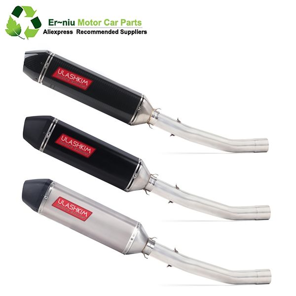 

middle bend pipe muffler slip motorcycle exhaust full system for to 2014 zx6r ulashkim zx-6r 2008 on
