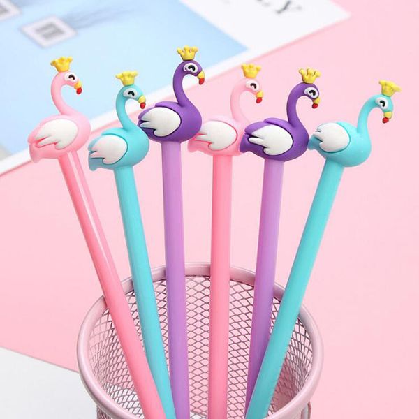 

kawaii creative cartoon animal shape ballpoint pen flamingo rose gel pen school signature cute learning stationery water