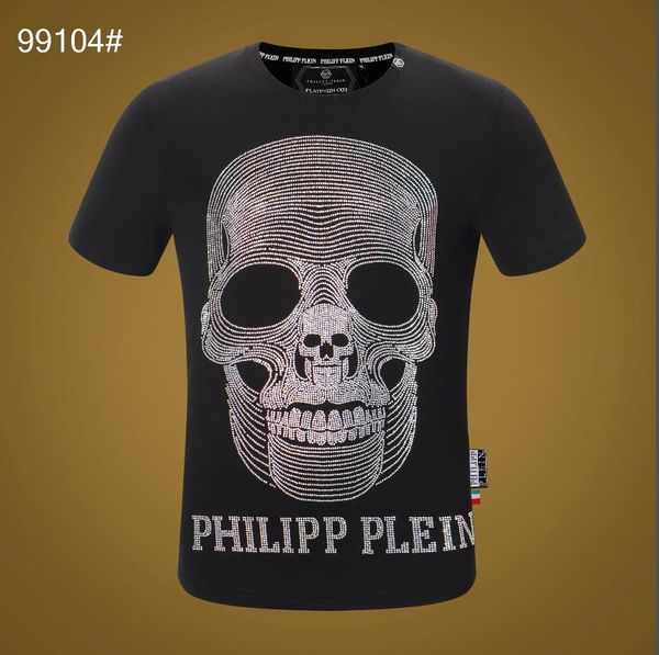 

2019pp designer t-shirt hip hop solid color men's designer t-shirt silver skull head brand men's women's short-sleeved large, White;black