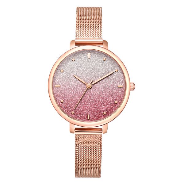

creative ladies watch fashion ultra-thin width large glitting starry dial alloy women's watch analog quartz wristwatch relogio, Slivery;brown