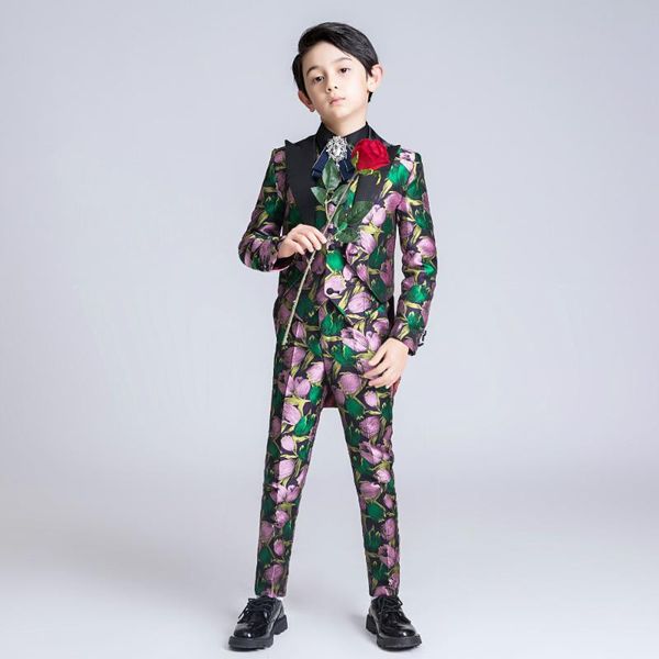 

юаньлу детские костюмы для мальчиков смокинг blazer для свадеб фортепиано цветка цвета мальчик пром костюмы, Black