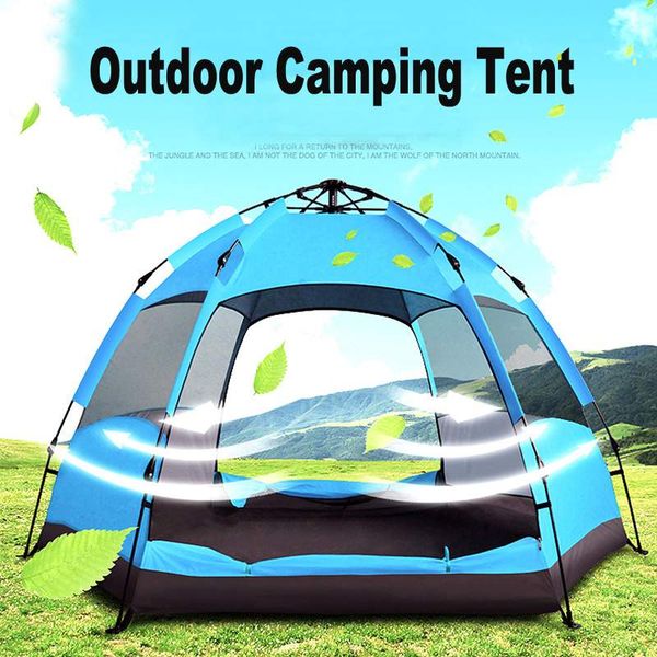 

outdoor 3-5 people automatic tent waterproof double layer weather resistant sunshade rain shelter hiking camping hunting fishing