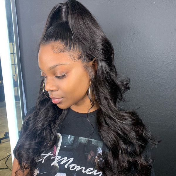 

360 lace frontal wig body wave brazilian short deep front human wigs for black women pre plucked with baby hair