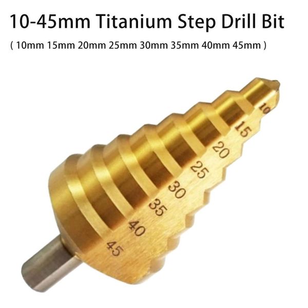 

8 steps cone drill bit hss hole titanium step drill bit hole groove metal wood cut 10mm 15mm 20mm 25mm 30mm 35mm 40mm 45mm