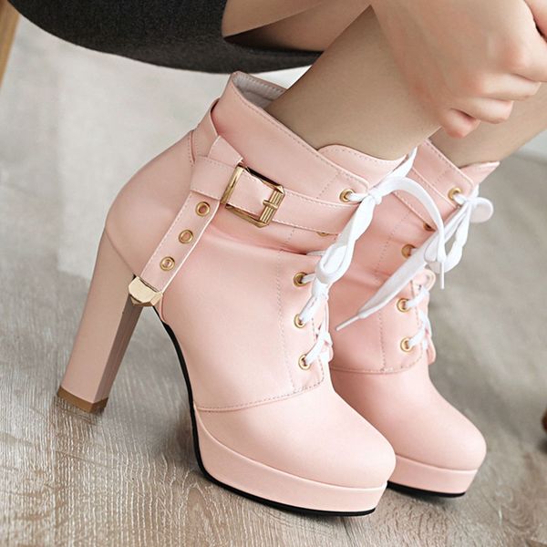 

boots women winter boots side zipper buckle ankle bare ladies shoes short tube booties botas mujer snow woman winter, Black