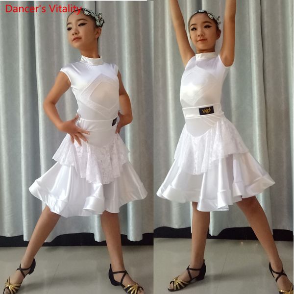

2018 new latin dance dress lace girls dancing performance competition clothing children kids ballroom dance costumes, Black;red