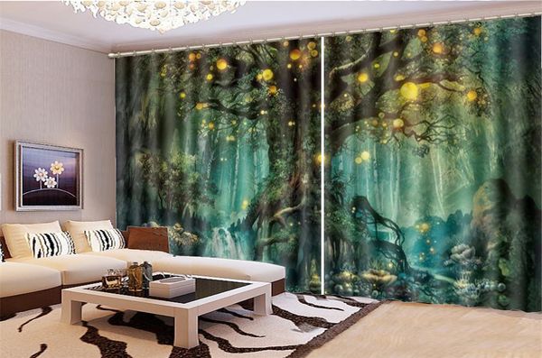 

wholesale 3d curtain dream forest tree of lights beautiful and practical blackout curtains in the living room bedroom