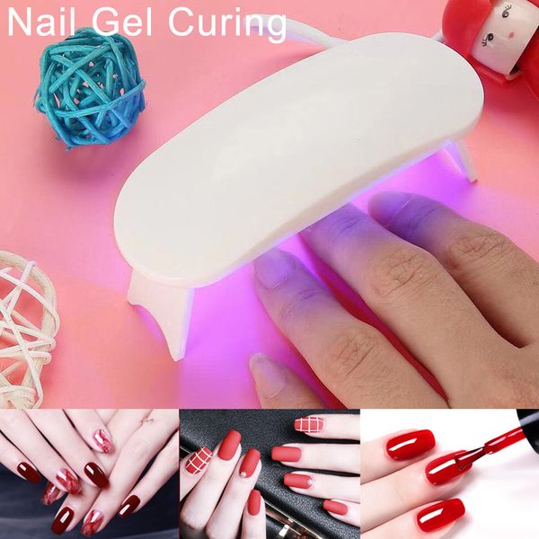 

mini portable 6w led nail dryer cure lamp machine for uv gel nail polish hjl2019