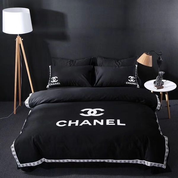 

Black imple embroidery bedding 5pc uit new all cotton 40 pop logo bedding uit fa hion cotton bed cover uit for people, White