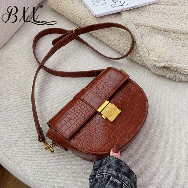 

bxx sac / 2019 autumn winter luxury women's handbags designer vintage saddle pack crocodile pattern shoulder crossbody bag zf305