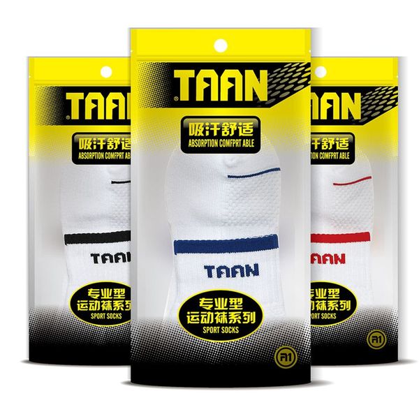 

1 pair taan t-342 men's sports sock badminton tennis summer cotton socks sweat absorbing knee-high towel socks, Black