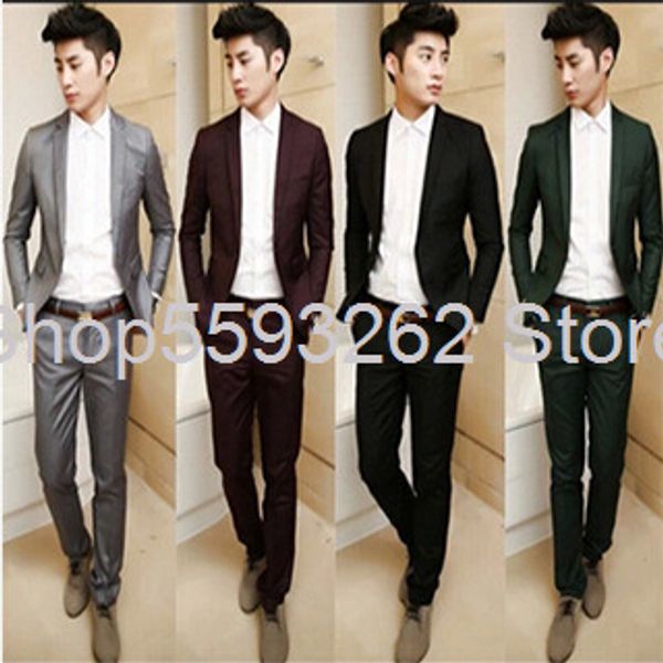 

slim fit suit men groom dress business suit male, White;black