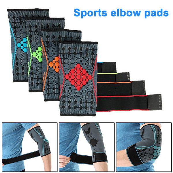 

2019 newly 1 pcs elbow support strap forearm protector breathable for tennis basketball sport, Black;gray