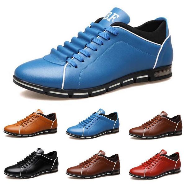 

2020 men casual leather shoes black red chestnut light blue fashion mens sneakers flat shoe outdoor walking size 40-45